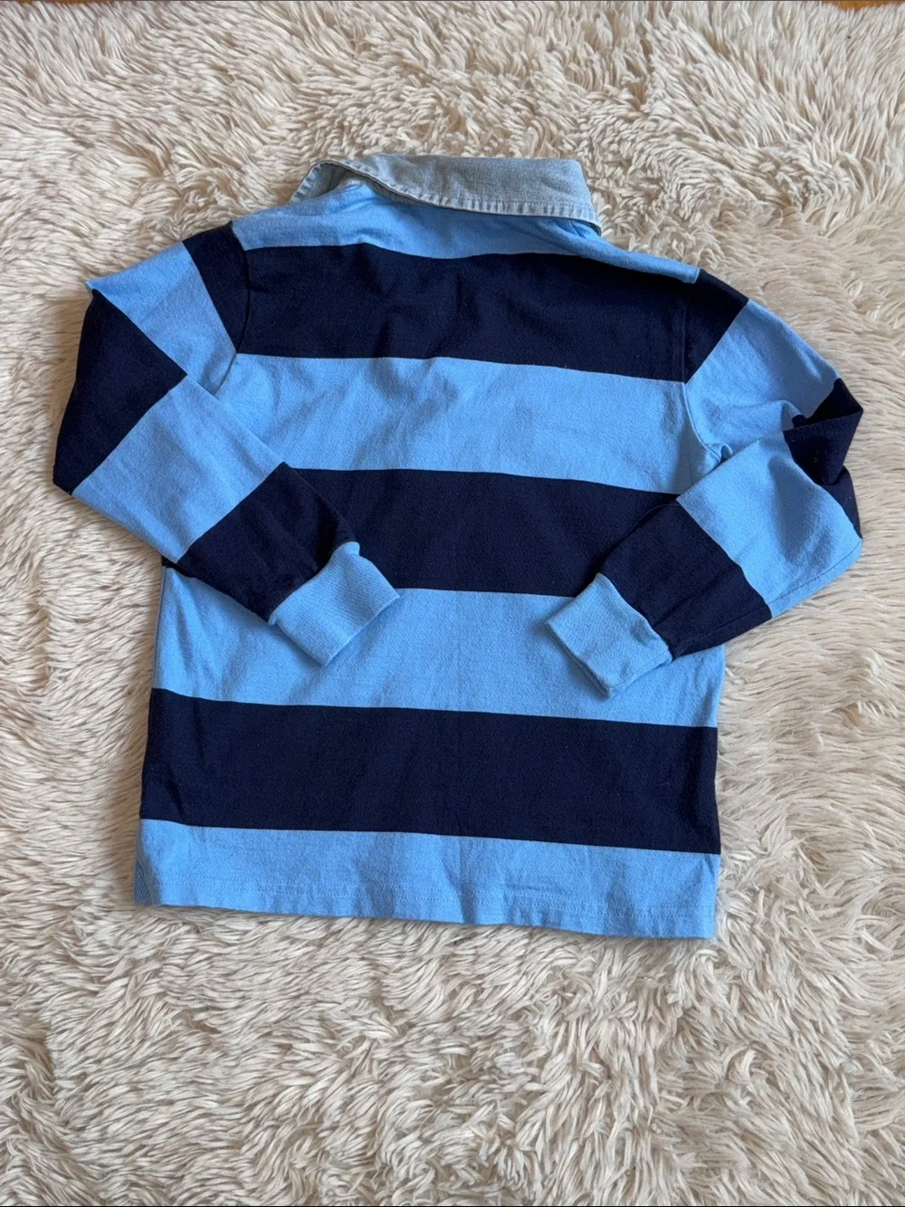🐎 Ralph Lauren Boys Rugby Polo in Light Blue and Navy Stripes 5